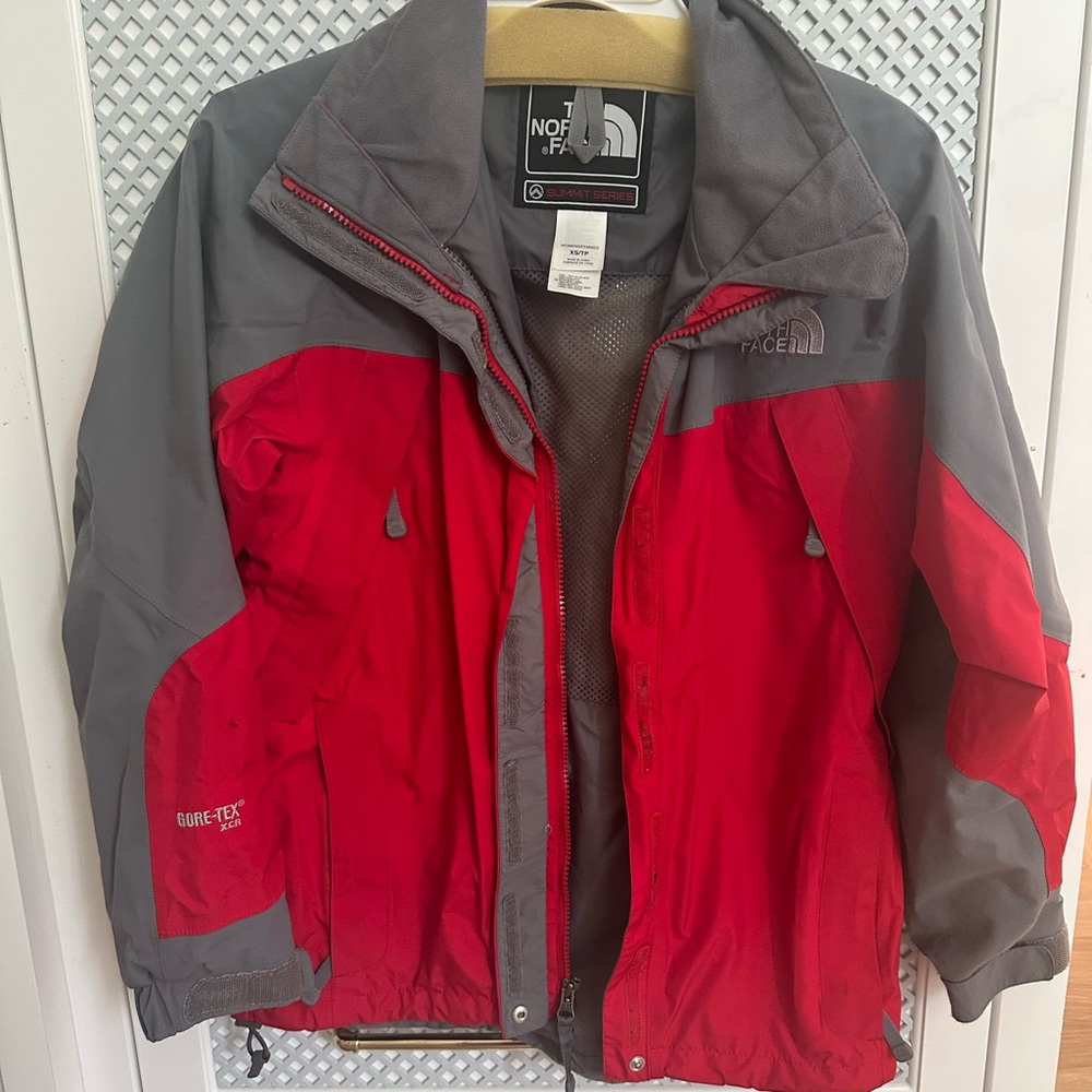 The North Face Vibrant Red and Charcoal Jacket